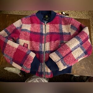 House of Harlow 1960 Pink and Purple Plaid Jacket small